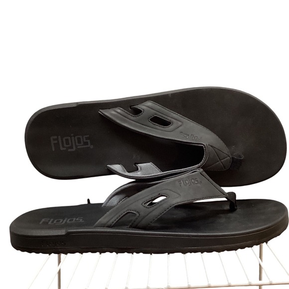 Flojos Mens Black Flip Flops Sandals Thong Beach Size 12 - Picture 1 of 7